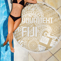 Custom Indo Fijians Beach Blanket Fiji ke Hindustani Polyneisan Paisley Beige Style