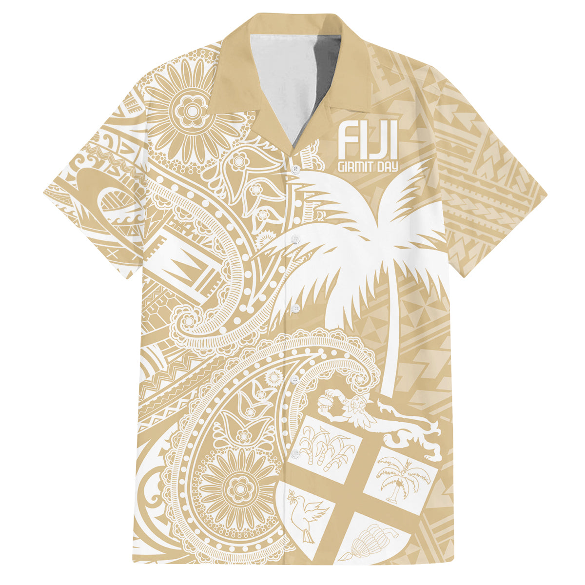 Custom Indo Fijians Family Matching Long Sleeve Bodycon Dress and Hawaiian Shirt Fiji ke Hindustani Polyneisan Paisley Beige Style