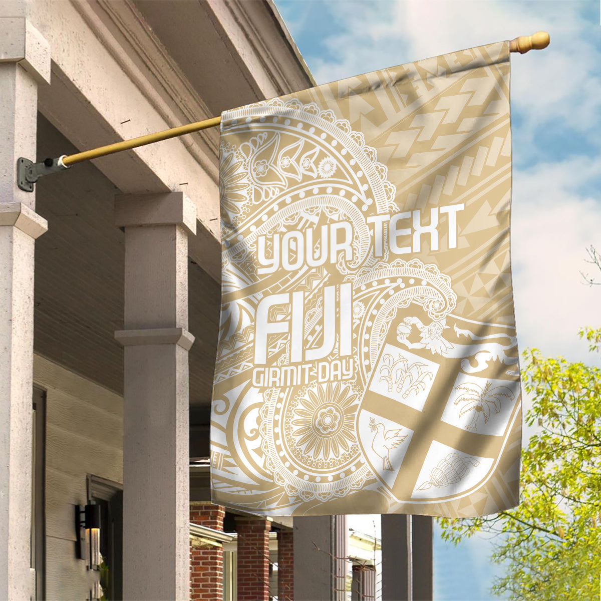 Custom Indo Fijians Garden Flag Fiji ke Hindustani Polyneisan Paisley Beige Style