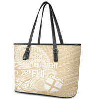 Custom Indo Fijians Leather Tote Bag Fiji ke Hindustani Polyneisan Paisley Beige Style