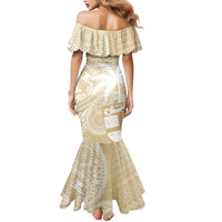 Custom Indo Fijians Mermaid Dress Fiji ke Hindustani Polyneisan Paisley Beige Style