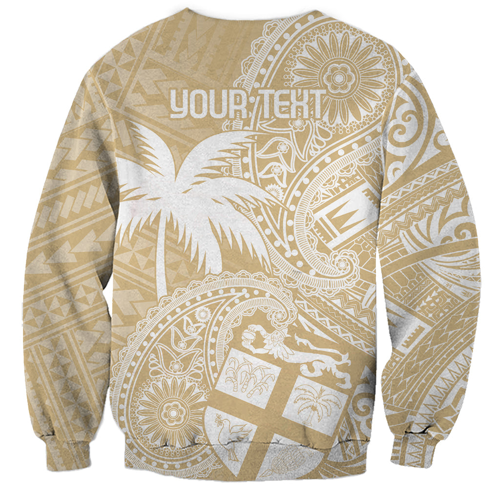 Custom Indo Fijians Sweatshirt Fiji ke Hindustani Polyneisan Paisley Beige Style