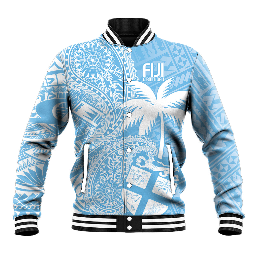Custom Indo Fijians Baseball Jacket Fiji ke Hindustani Polyneisan Paisley Blue Style
