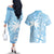 Custom Indo Fijians Couples Matching Off The Shoulder Long Sleeve Dress and Hawaiian Shirt Fiji ke Hindustani Polyneisan Paisley Blue Style