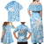 Custom Indo Fijians Family Matching Off Shoulder Maxi Dress and Hawaiian Shirt Fiji ke Hindustani Polyneisan Paisley Blue Style