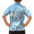 Custom Indo Fijians Family Matching Off Shoulder Short Dress and Hawaiian Shirt Fiji ke Hindustani Polyneisan Paisley Blue Style