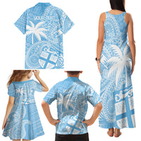 Custom Indo Fijians Family Matching Tank Maxi Dress and Hawaiian Shirt Fiji ke Hindustani Polyneisan Paisley Blue Style