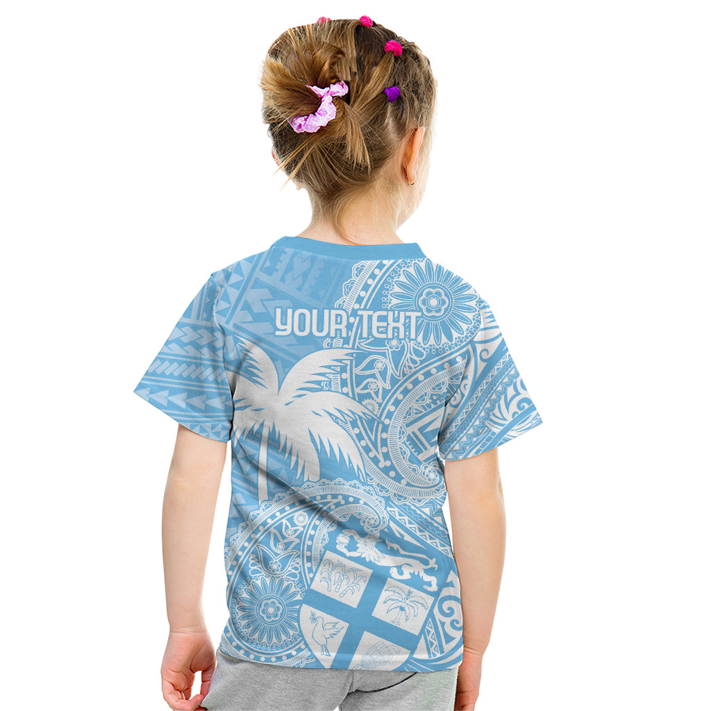 Custom Indo Fijians Kid T Shirt Fiji ke Hindustani Polyneisan Paisley Blue Style
