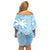 Custom Indo Fijians Off Shoulder Short Dress Fiji ke Hindustani Polyneisan Paisley Blue Style