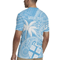 Custom Indo Fijians Rugby Jersey Fiji ke Hindustani Polyneisan Paisley Blue Style