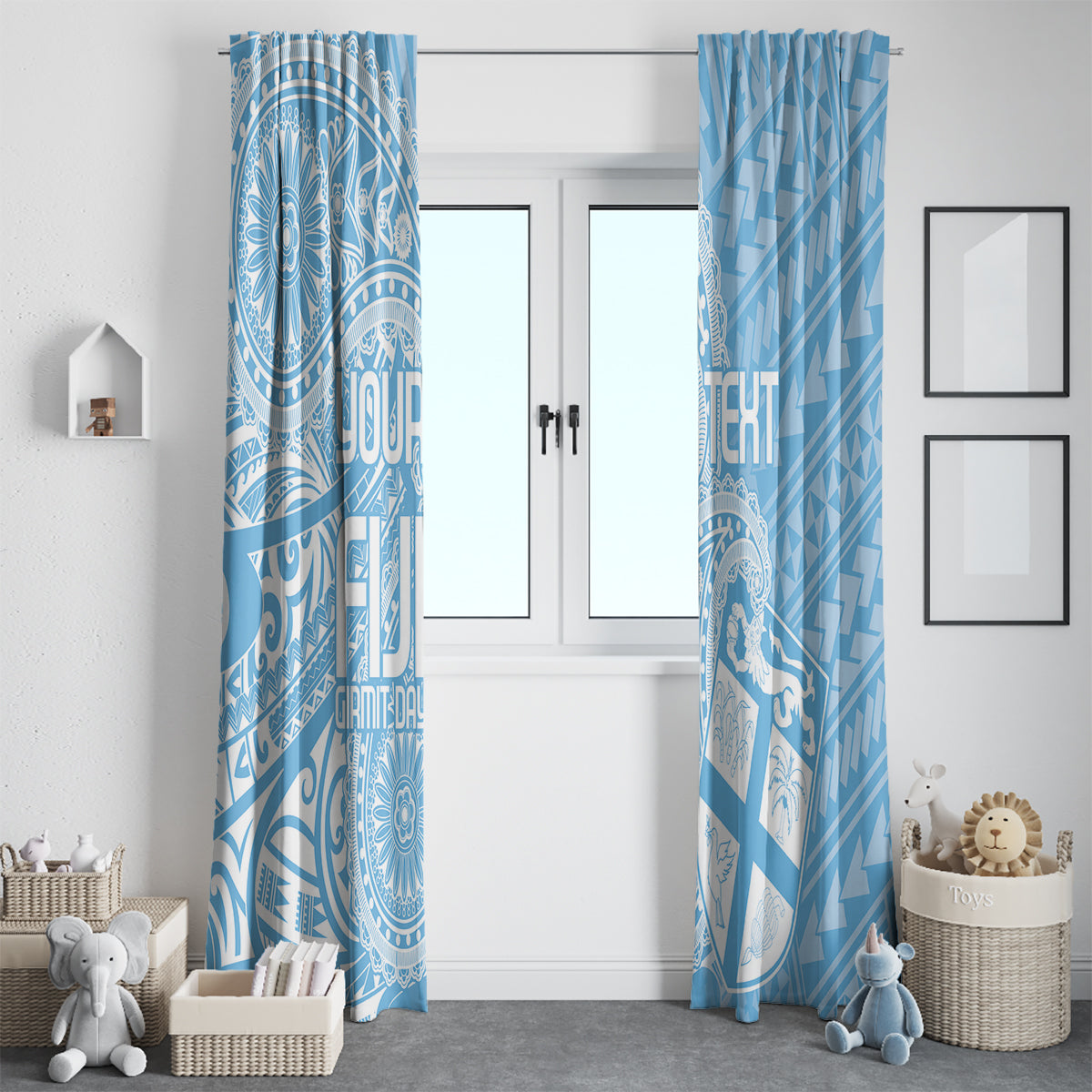 Custom Indo Fijians Window Curtain Fiji ke Hindustani Polyneisan Paisley Blue Style