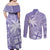 Custom Indo Fijians Couples Matching Off Shoulder Maxi Dress and Long Sleeve Button Shirt Fiji ke Hindustani Polyneisan Paisley Purple Style