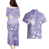 Custom Indo Fijians Couples Matching Puletasi and Hawaiian Shirt Fiji ke Hindustani Polyneisan Paisley Purple Style LT9 - Polynesian Pride