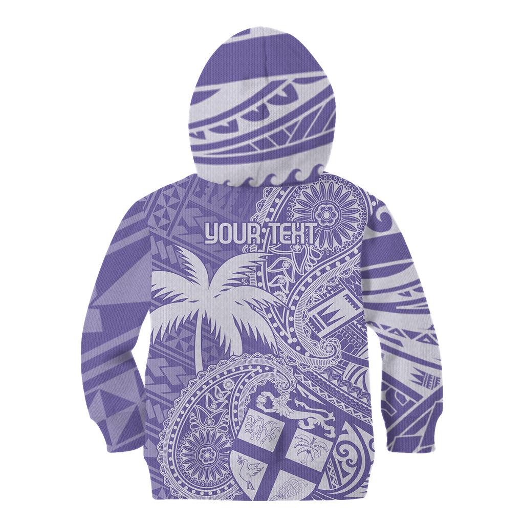 Custom Indo Fijians Kid Hoodie Fiji ke Hindustani Polyneisan Paisley Purple Style