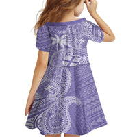 Custom Indo Fijians Kid Short Sleeve Dress Fiji ke Hindustani Polyneisan Paisley Purple Style