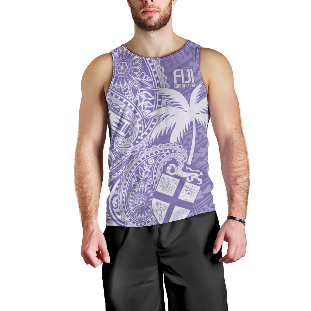 Custom Indo Fijians Men Tank Top Fiji ke Hindustani Polyneisan Paisley Purple Style