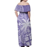 Custom Indo Fijians Off Shoulder Maxi Dress Fiji ke Hindustani Polyneisan Paisley Purple Style