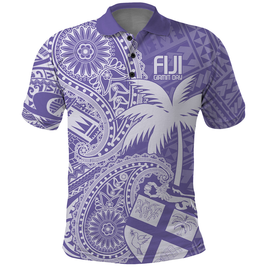 Custom Indo Fijians Polo Shirt Fiji ke Hindustani Polyneisan Paisley Purple Style