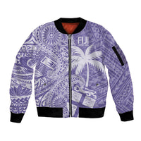 Custom Indo Fijians Sleeve Zip Bomber Jacket Fiji ke Hindustani Polyneisan Paisley Purple Style