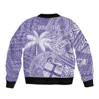 Custom Indo Fijians Sleeve Zip Bomber Jacket Fiji ke Hindustani Polyneisan Paisley Purple Style