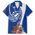 Blue Guam Hafa Adai Family Matching Summer Maxi Dress and Hawaiian Shirt Tropical Flowers with Polynesian Pattern