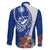 Blue Guam Hafa Adai Family Matching Summer Maxi Dress and Hawaiian Shirt Tropical Flowers with Polynesian Pattern