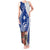 Blue Guam Hafa Adai Tank Maxi Dress Tropical Flowers with Polynesian Pattern