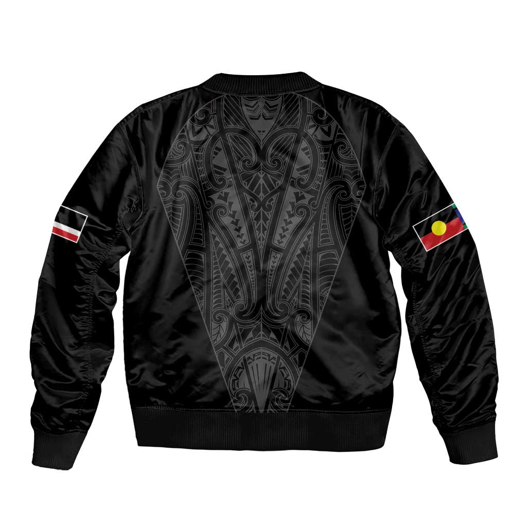 Queensland Maori Rugby Nga Hau e Wha Bomber Jacket Black Motif