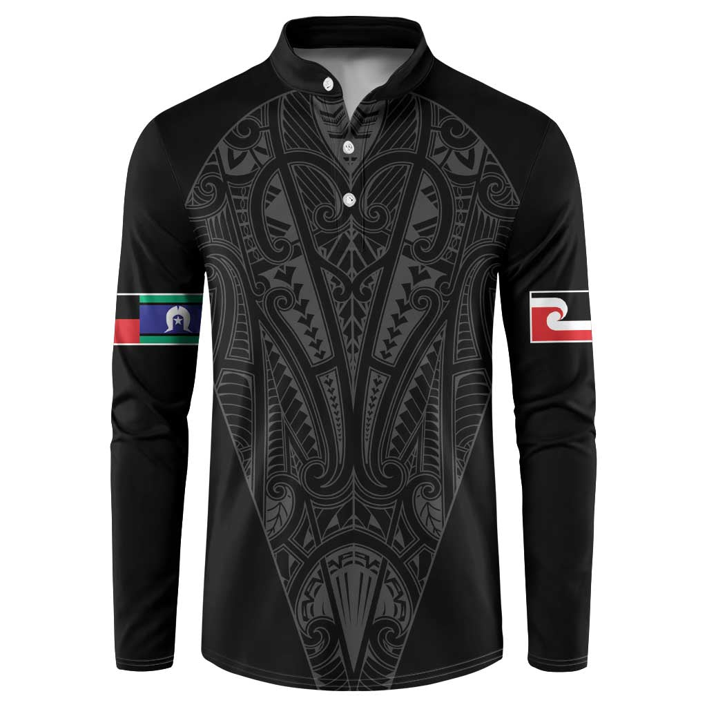 Queensland Maori Rugby Nga Hau e Wha Button Sweatshirt Black Motif