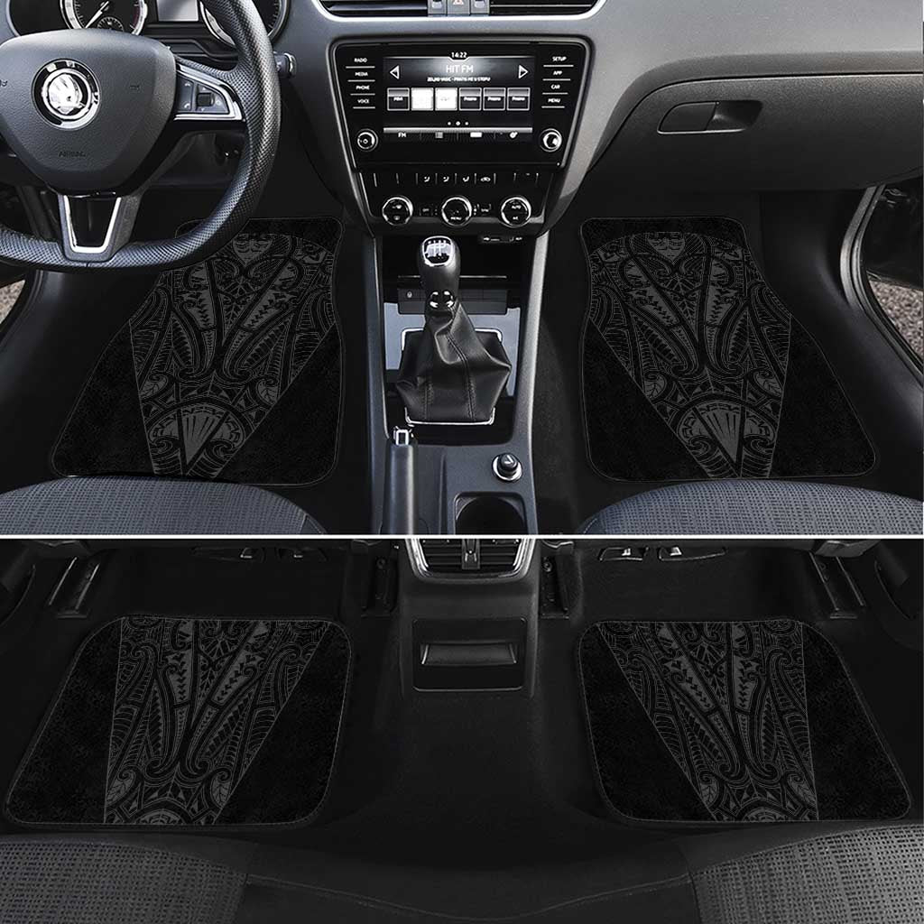 Queensland Maori Rugby Nga Hau e Wha Car Mats Black Motif LT9 Set 4pcs Black - Polynesian Pride