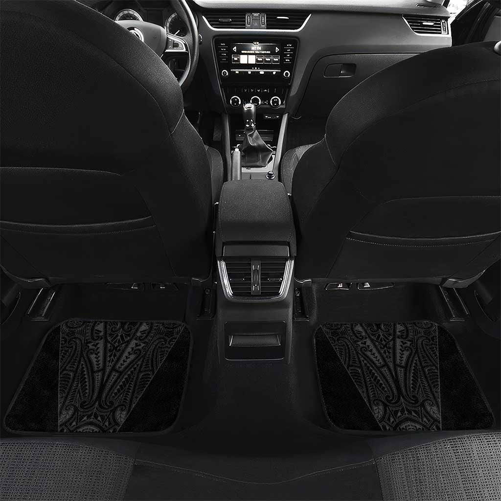 Queensland Maori Rugby Nga Hau e Wha Car Mats Black Motif LT9 Set 2pcs - Back Black - Polynesian Pride