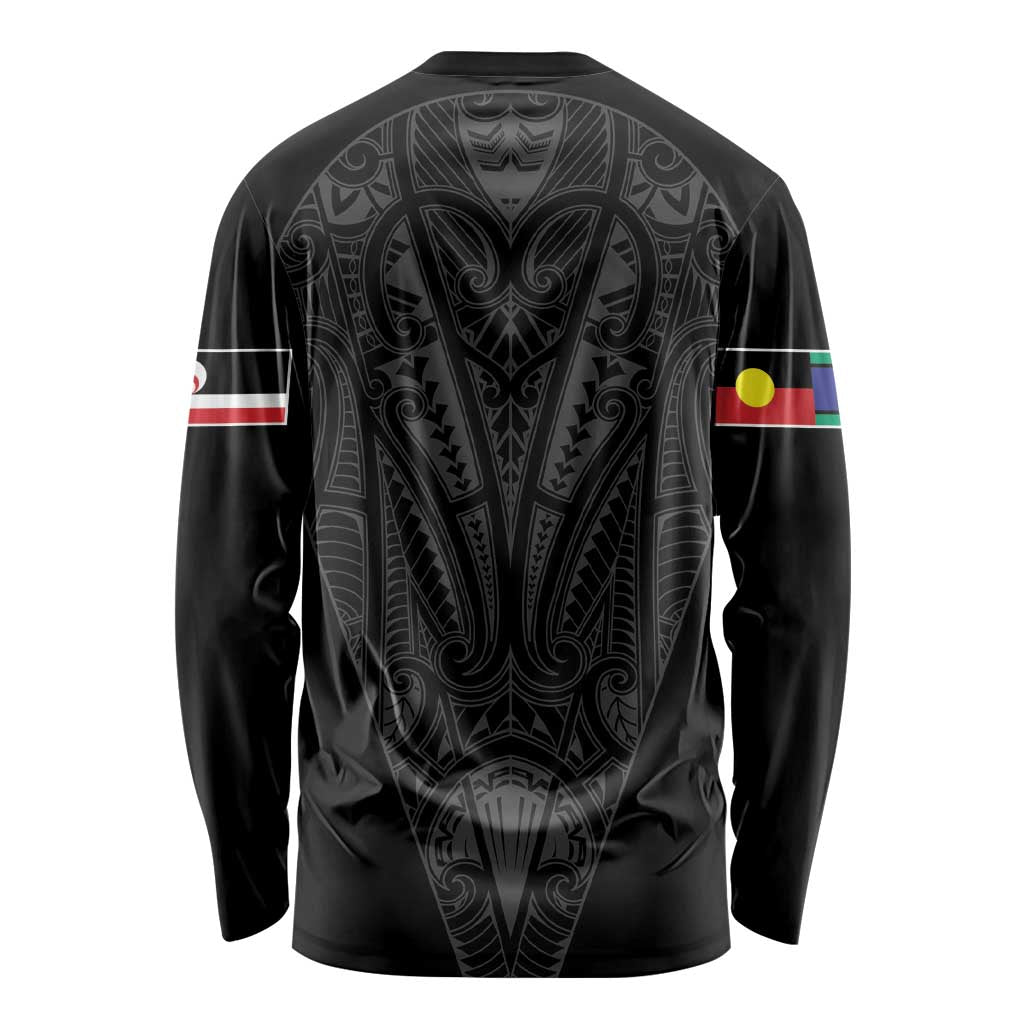 Queensland Maori Rugby Nga Hau e Wha Long Sleeve Shirt Black Motif