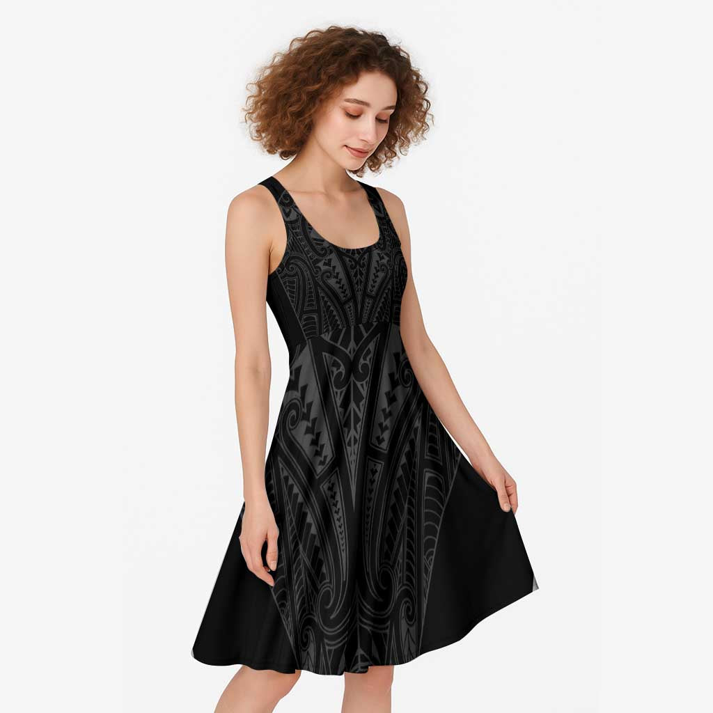 Queensland Maori Rugby Nga Hau e Wha Midi Dress Black Motif - Polynesian Pride