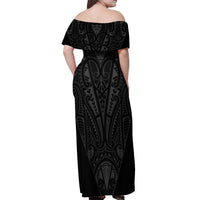 Queensland Maori Rugby Nga Hau e Wha Off Shoulder Maxi Dress Black Motif