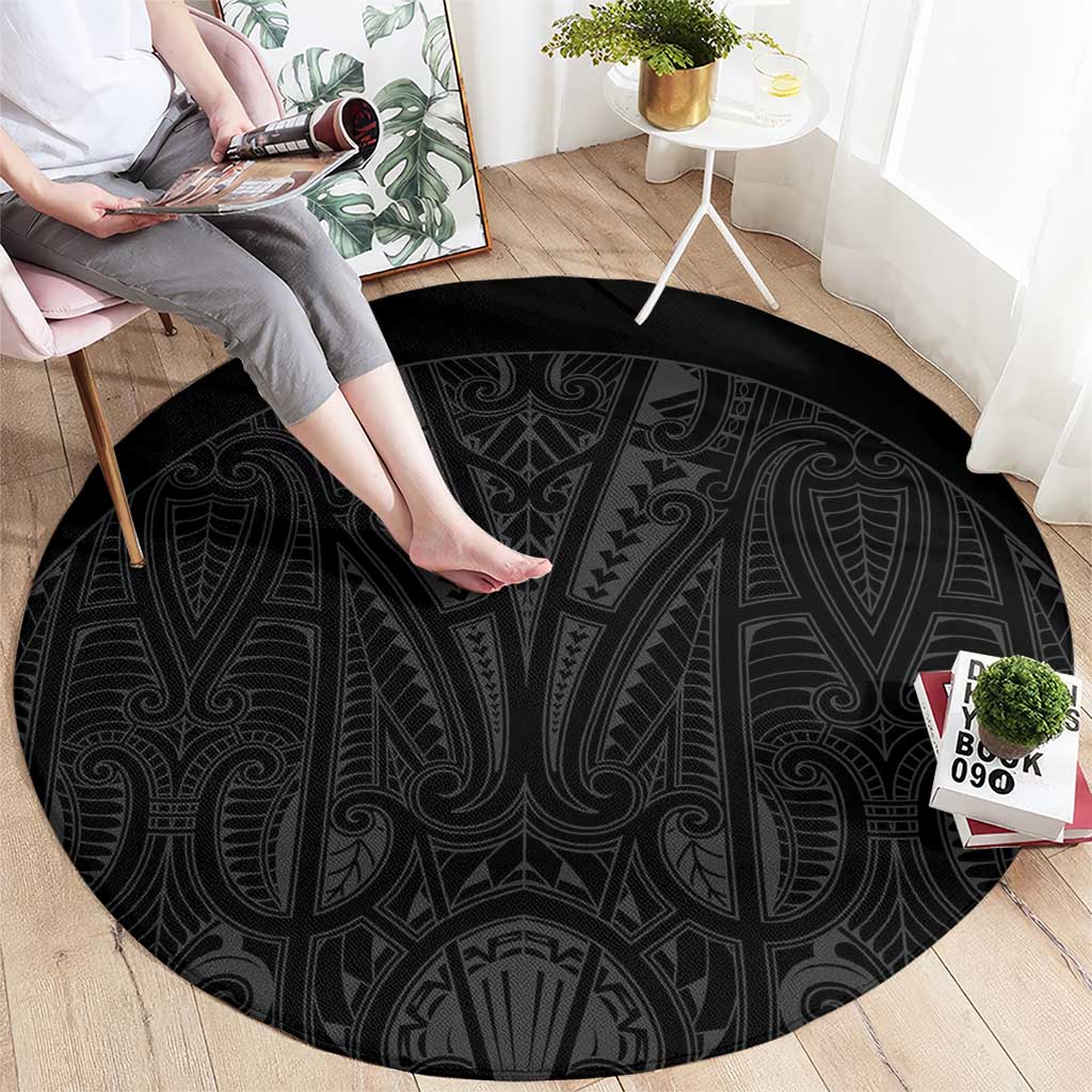 Queensland Maori Rugby Nga Hau e Wha Round Carpet Black Motif