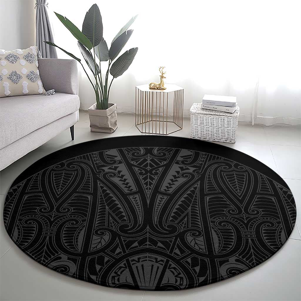 Queensland Maori Rugby Nga Hau e Wha Round Carpet Black Motif