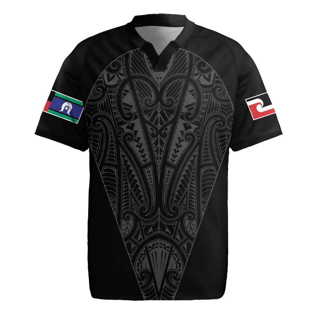 Queensland Maori Rugby Nga Hau e Wha Rugby Jersey Black Motif