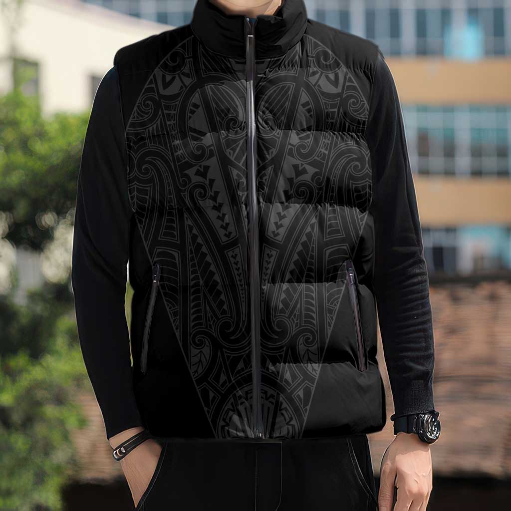 Queensland Maori Rugby Nga Hau e Wha Sleeveless Puffer Jacket Black Motif - Polynesian Pride