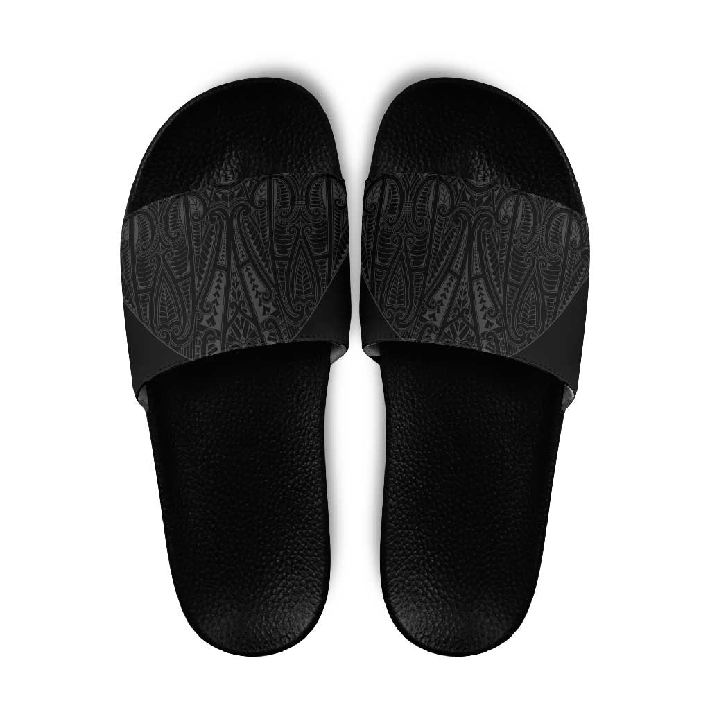 Queensland Maori Rugby Nga Hau e Wha Slide Sandals Black Motif - Polynesian Pride