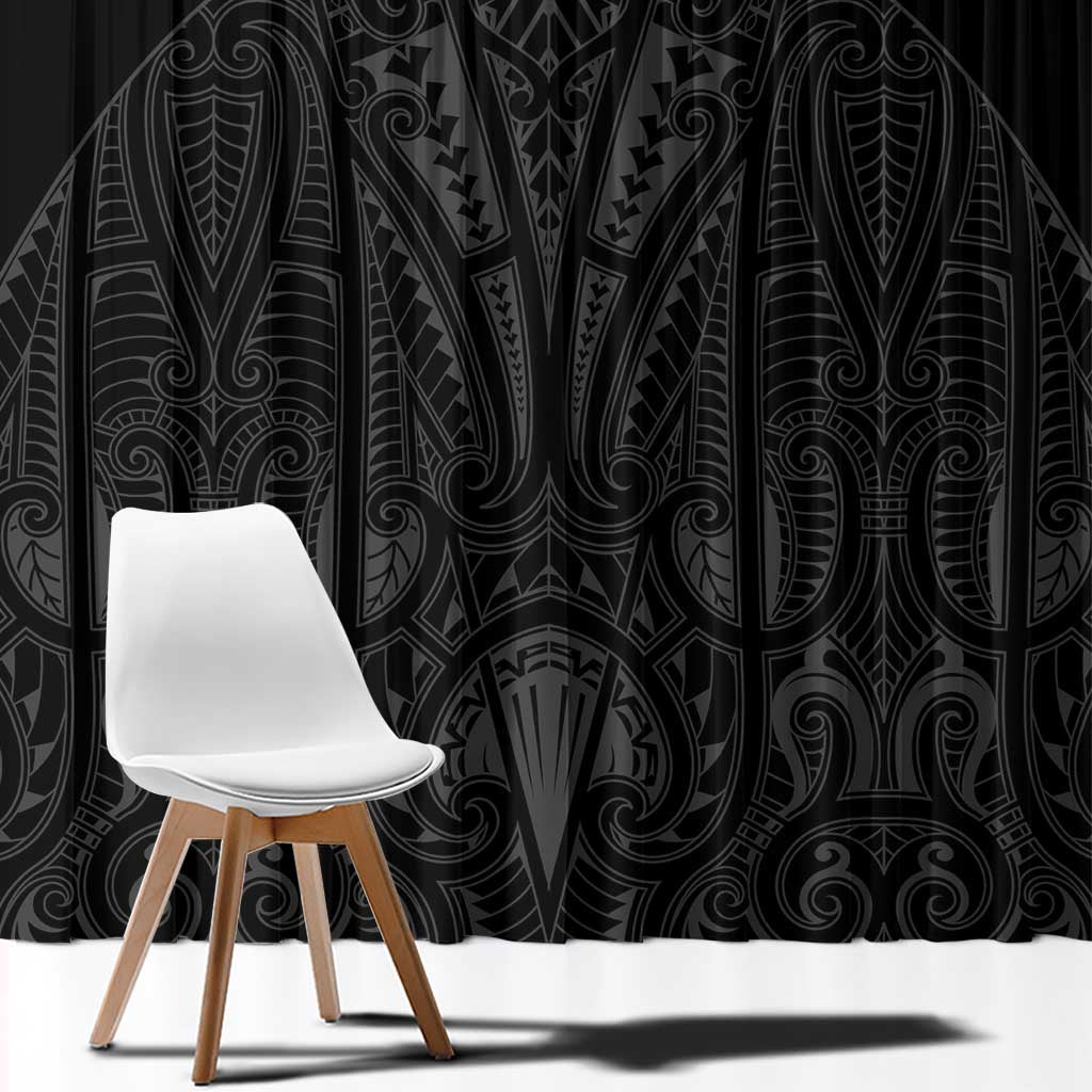 Queensland Maori Rugby Nga Hau e Wha Window Curtain Black Motif