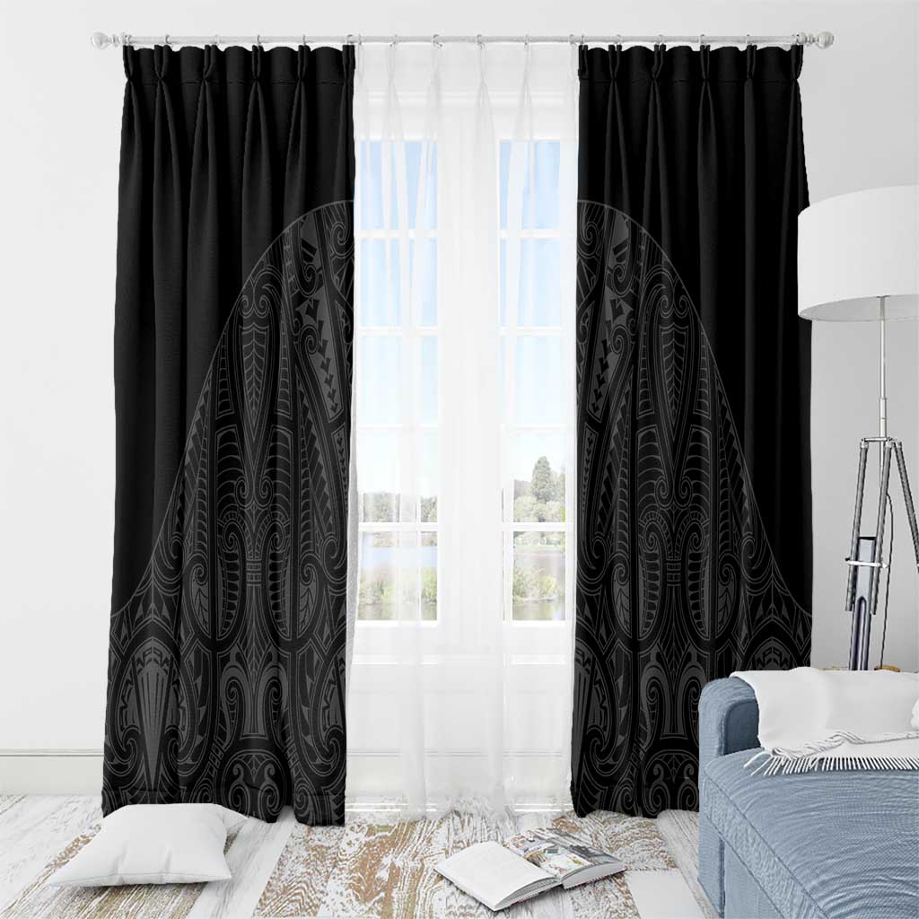 Queensland Maori Rugby Nga Hau e Wha Window Curtain Black Motif