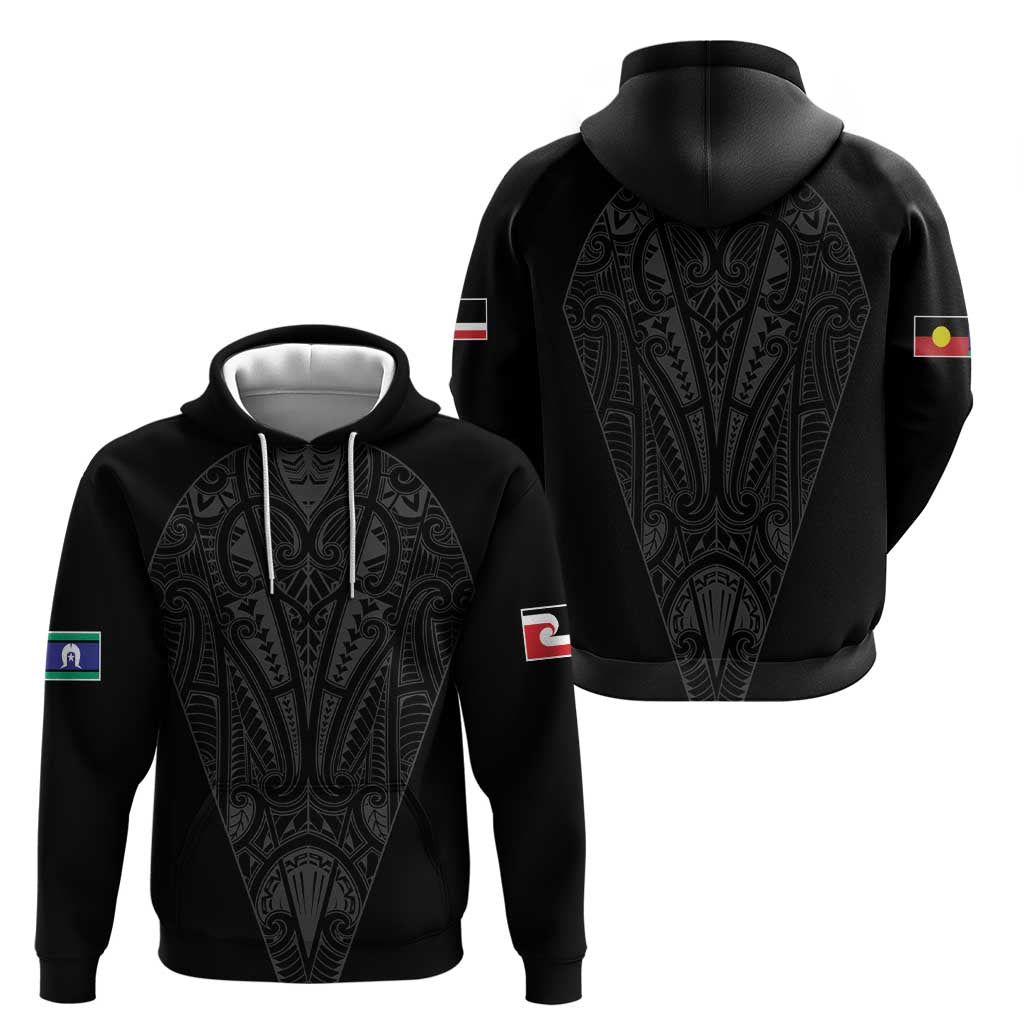 Queensland Maori Rugby Nga Hau e Wha Zip Hoodie Black Motif