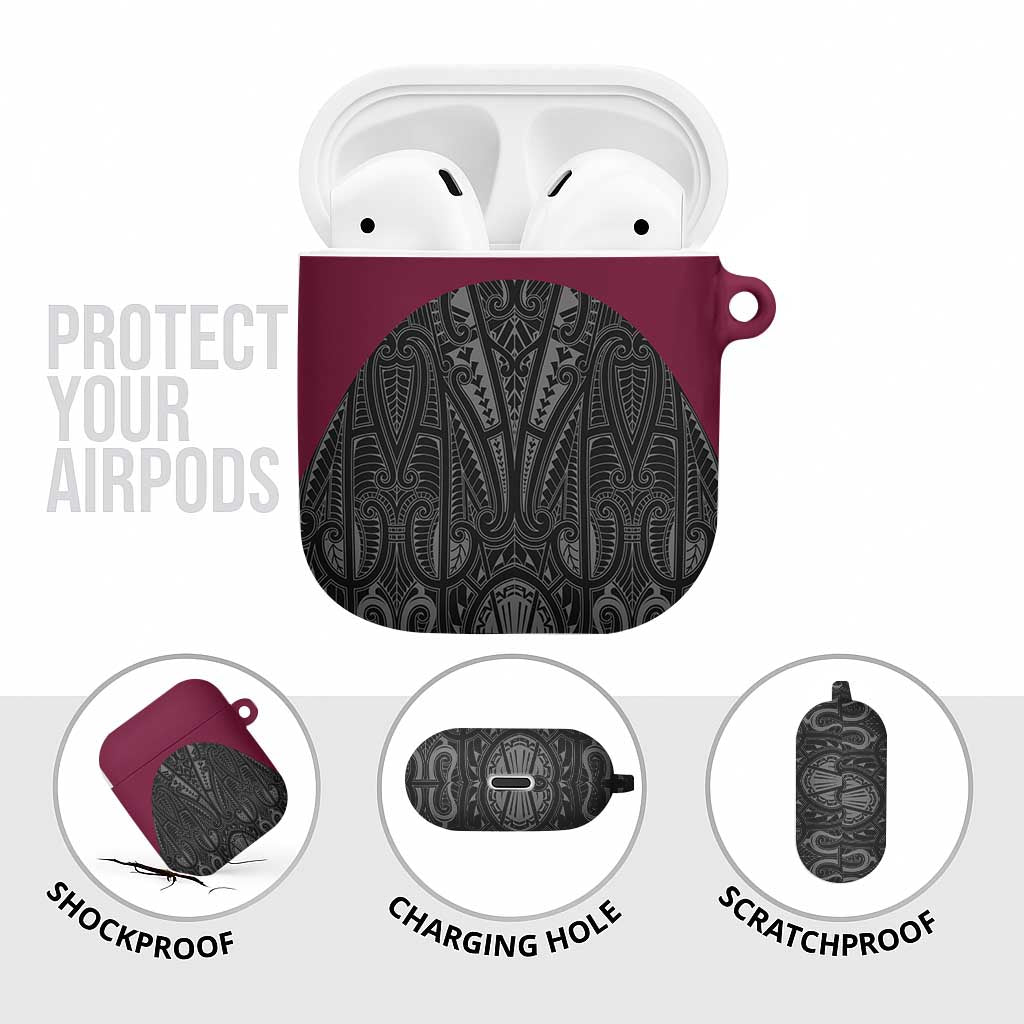 Queensland Maori Rugby Nga Hau e Wha AirPods Case Maroon Motif - Polynesian Pride