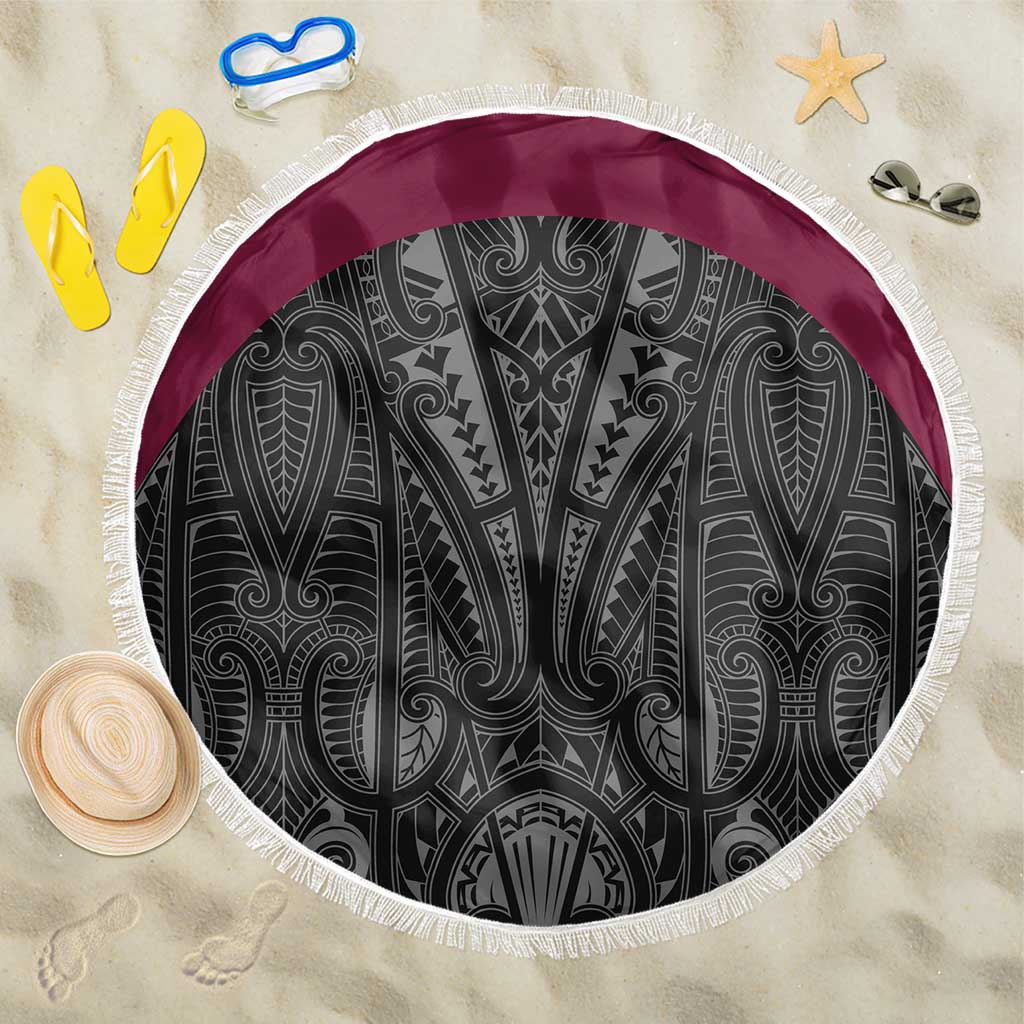 Queensland Maori Rugby Nga Hau e Wha Beach Blanket Maroon Motif
