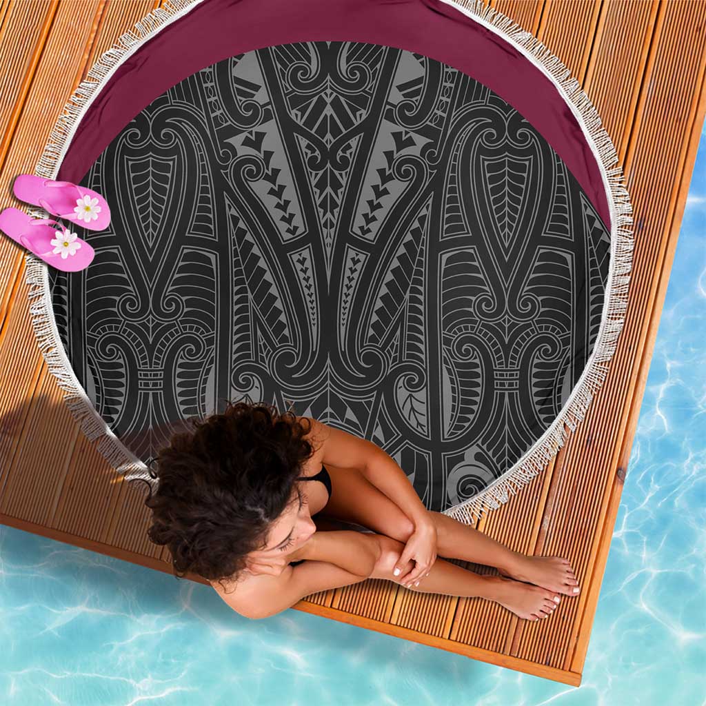 Queensland Maori Rugby Nga Hau e Wha Beach Blanket Maroon Motif