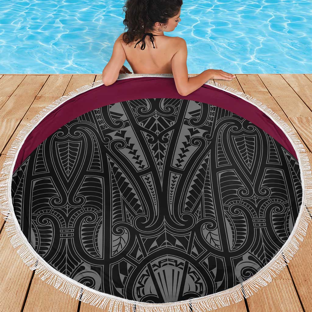 Queensland Maori Rugby Nga Hau e Wha Beach Blanket Maroon Motif