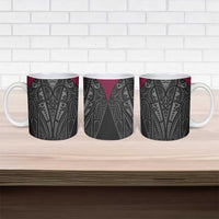 Queensland Maori Rugby Nga Hau e Wha Ceramic Mug Maroon Motif - Polynesian Pride
