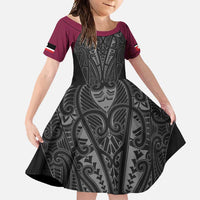 Queensland Maori Rugby Nga Hau e Wha Family Matching Off Shoulder Maxi Dress and Hawaiian Shirt Maroon Motif