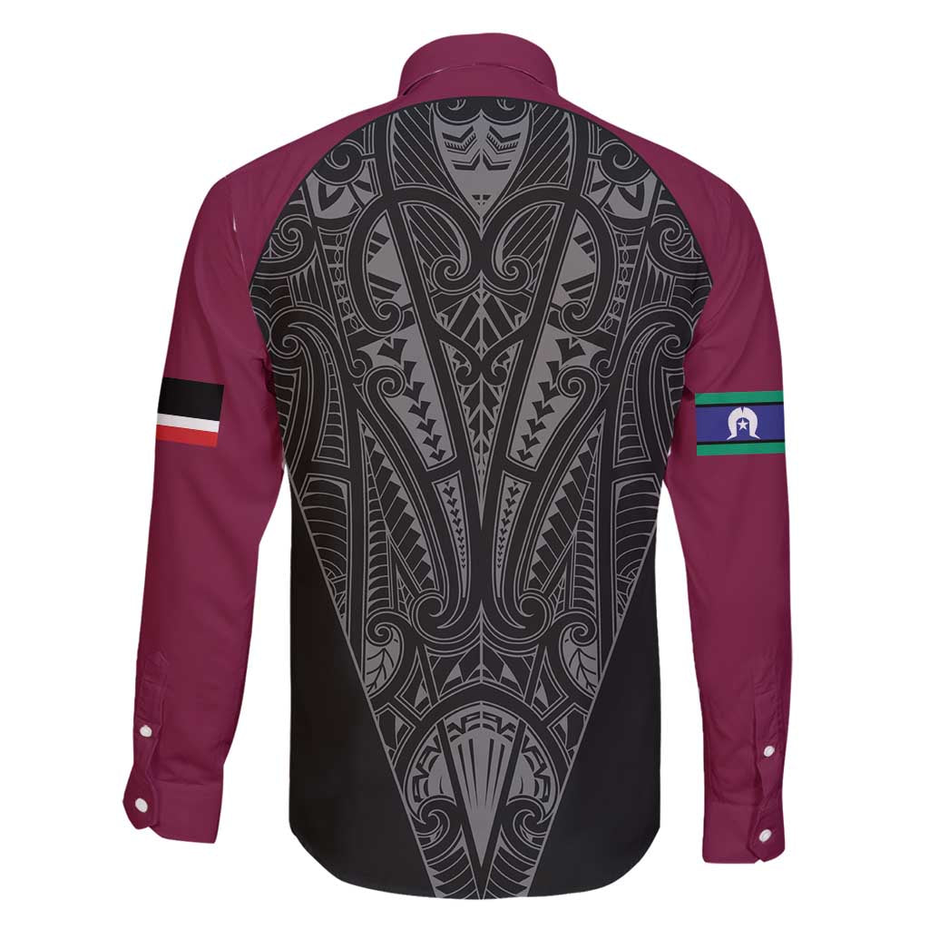 Queensland Maori Rugby Nga Hau e Wha Family Matching Puletasi and Hawaiian Shirt Maroon Motif