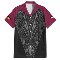 Queensland Maori Rugby Nga Hau e Wha Family Matching Short Sleeve Bodycon Dress and Hawaiian Shirt Maroon Motif